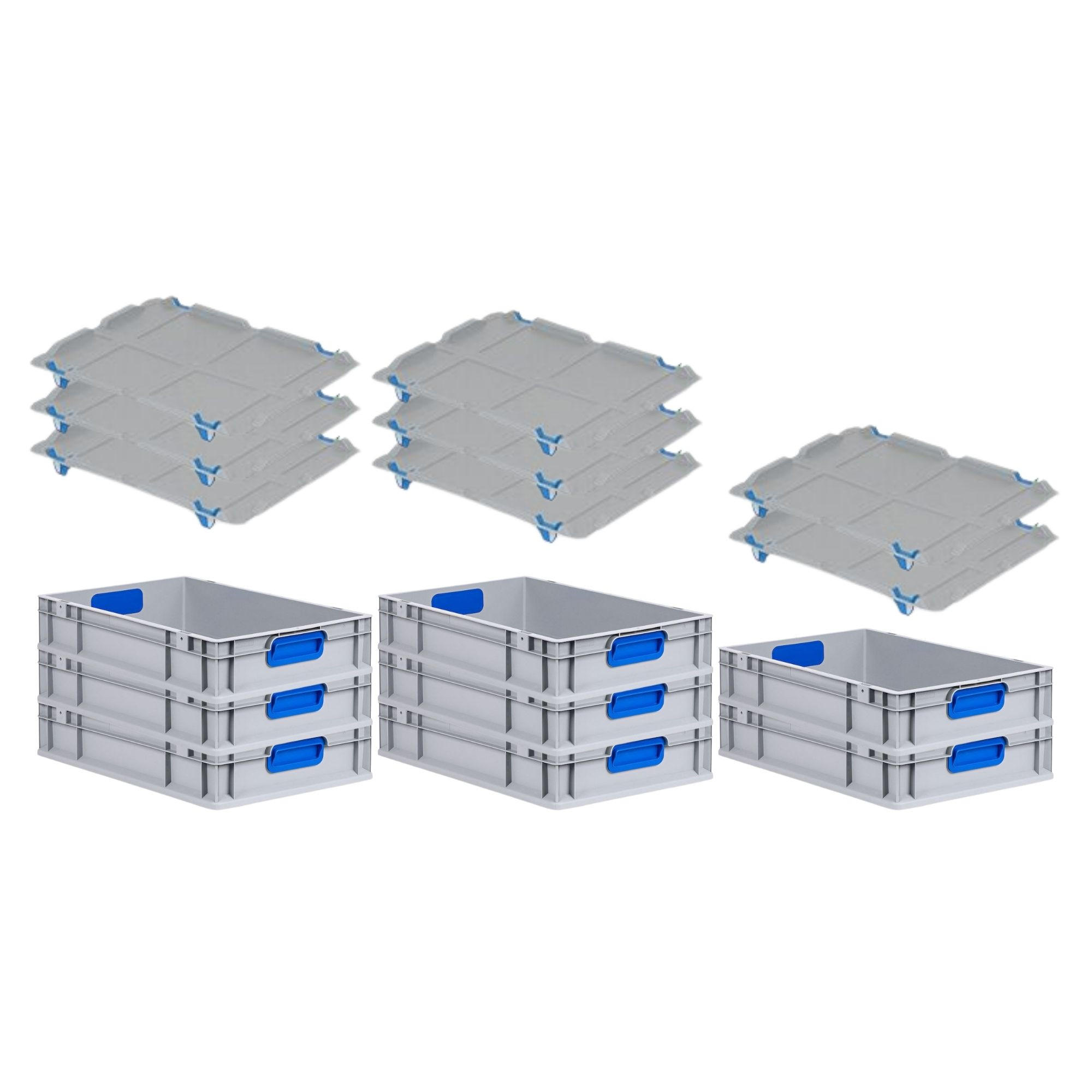 EUROBOX 8x Nextgen Color Mit Auflagedeckel 12x40x60cm Griffe Blau Geschlossen - Blau, Kunststoff (40/12/60cm) - PROREGAL