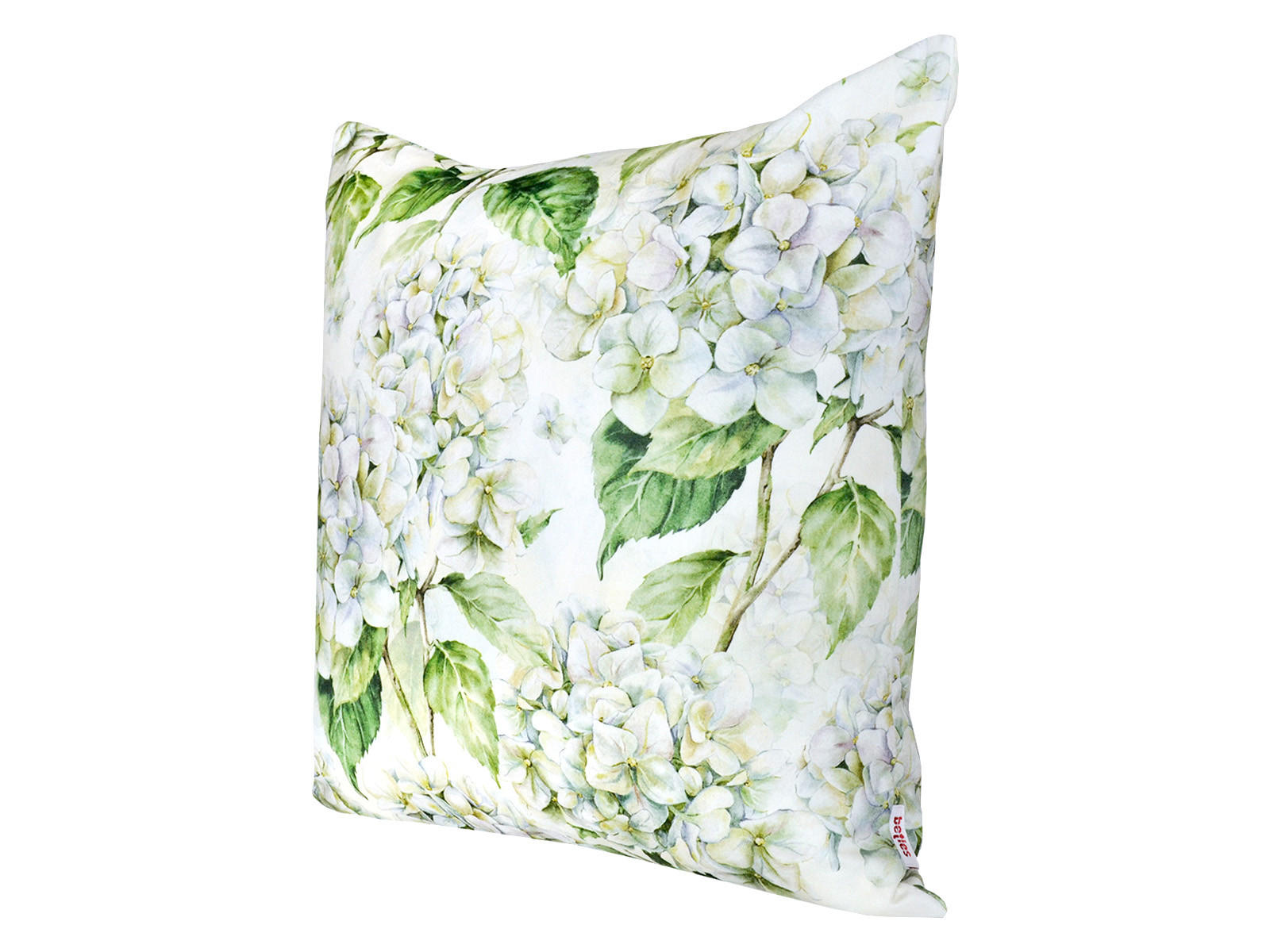 KISSENHÜLLE Landlust-Hortensie weiß 40/40 cm - Weiß/Grün, Textil (40/40cm) - beties Heimtextil