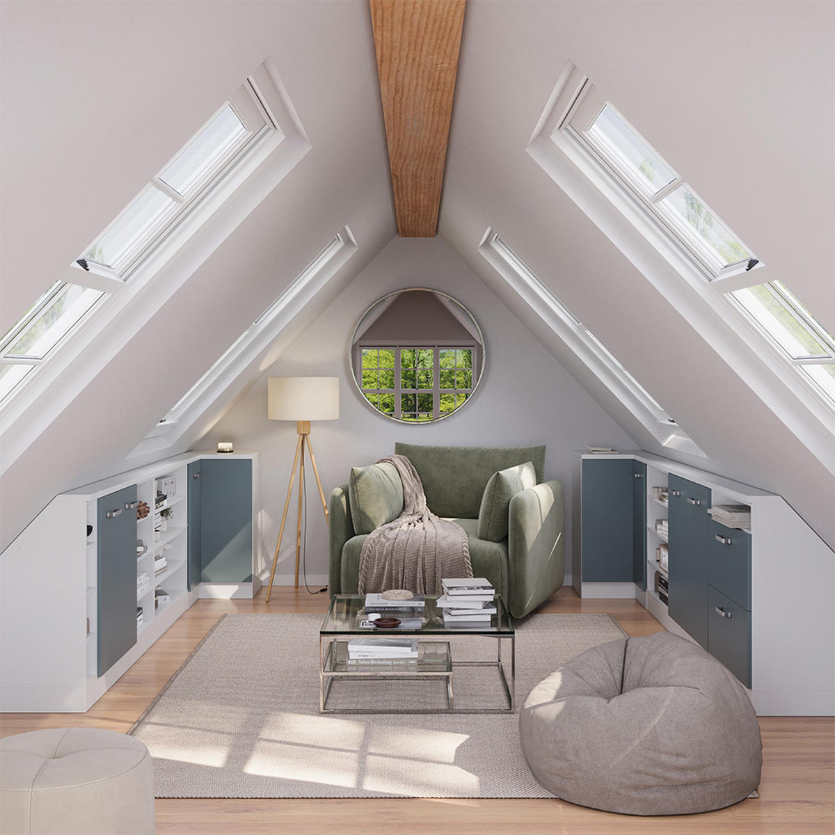 DACHSCHRÄGENSCHRANK ECKSCHRANK Rion Blau-Grau/Weiß 75.6 x 81.6 cm mit 1 Tür - Blaugrau/Weiß, Holzwerkstoff (75.6/81.6/75.6cm) - Vicco