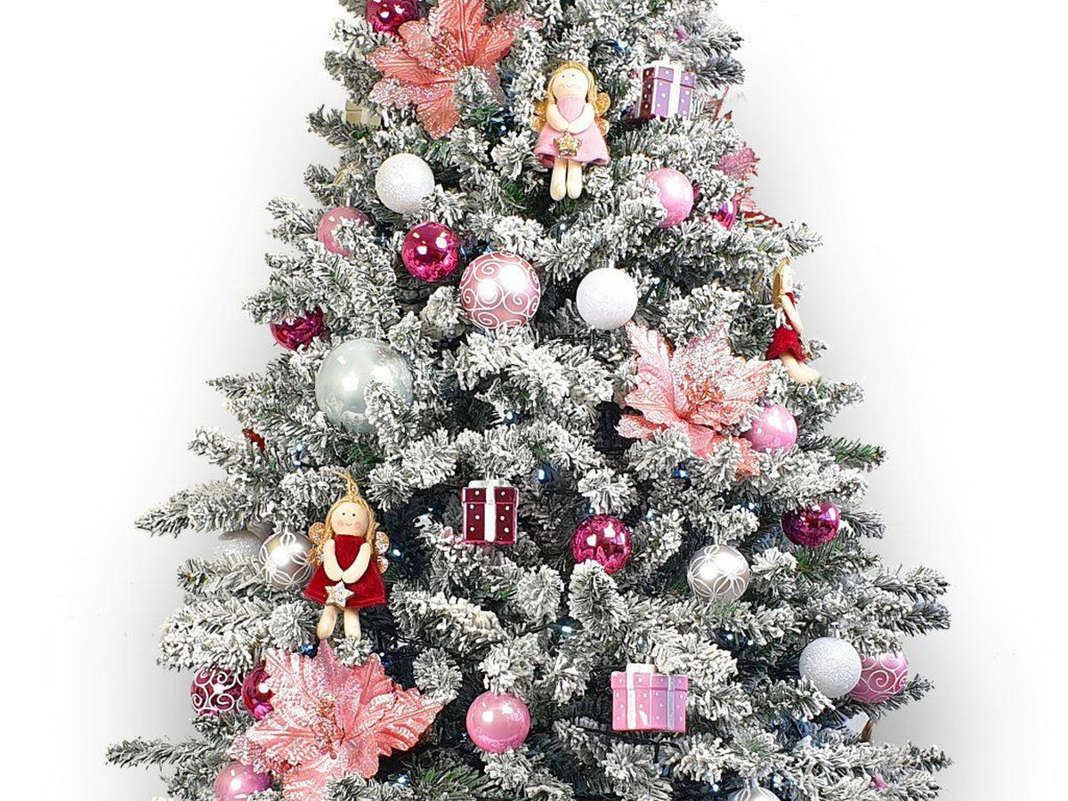 WEIHNACHTSBAUMSCHMUCK-SET PRINZESSIN MAJA, 165-teilig, für Weihnachtsbäume 240–270 cm, inkl. Aufbewahrungsbox - Pink/Weiß, Glas/Kunststoff (55/50/75cm) - LAALU
