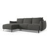 ECKSOFA mit Schlaffunktion Samt Stoff Grau - Dunkelgrau/Schwarz, Textil/Metall (162/242cm) - LaMiaSofa
