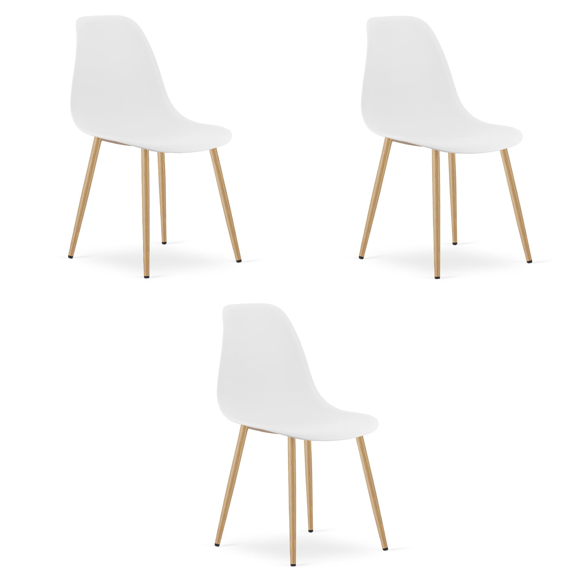 ESSZIMMERSTUHL 3-er Set KALEO weißer Sitz, natürliche Beine - Weiß/Naturfarben, Kunststoff (46/84/51cm) - Valora