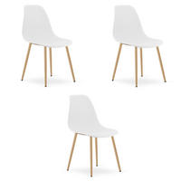 ESSZIMMERSTUHL 3-er Set KALEO weißer Sitz, natürliche Beine - Weiß/Naturfarben, Kunststoff (46/84/51cm) - Valora