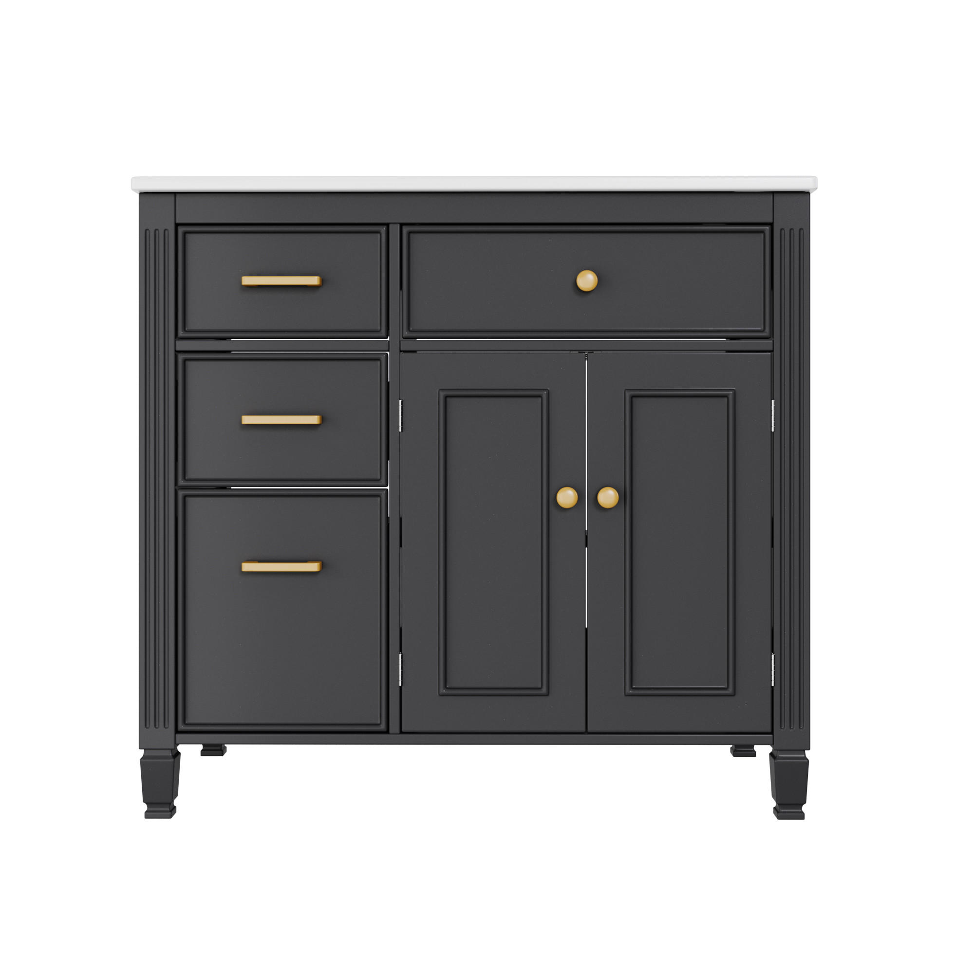 WASCHTISCHKOMBI 91.5/46.5/87 cm Schwarz mit 2 Schubladen, ohne Wasserhahn - Schwarz, Holz/Holzwerkstoff (46.5/87/91cm) - Oxeza