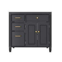 WASCHTISCHKOMBI 91.5/46.5/87 cm Schwarz mit 2 Schubladen, ohne Wasserhahn - Schwarz, Holz/Holzwerkstoff (46.5/87/91cm) - Oxeza