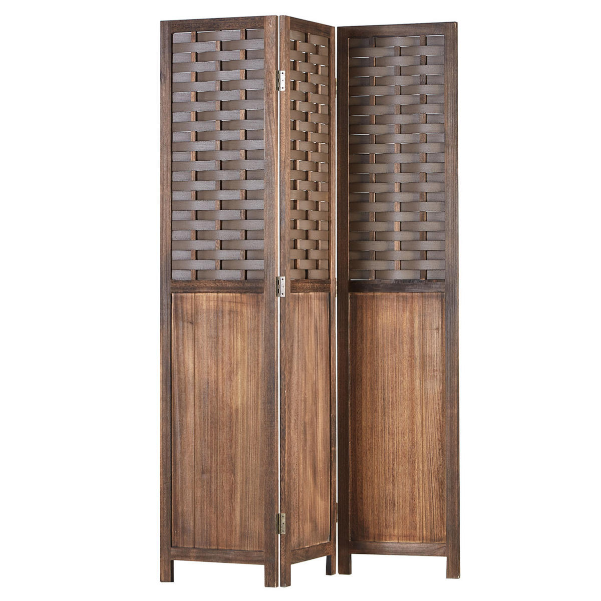 PARAVENT 3-tlg. 120/170 cm Braun Rattan geflochten - Braun, Holz (120/170/2cm) - Homestyle4u