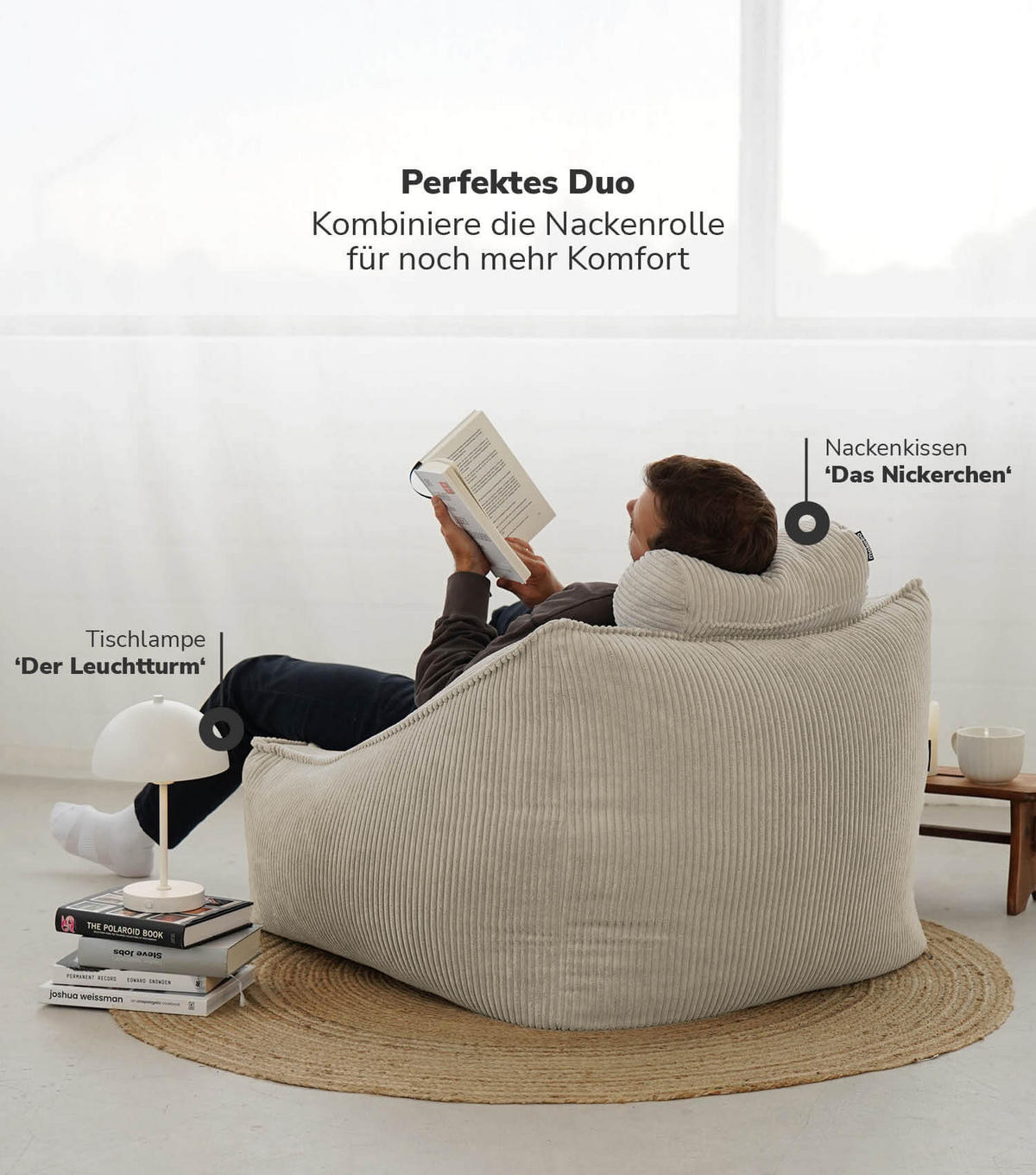SITZSACK Cord Der Lümmel - Beige, Textil (73/60/83cm) - Mokebo