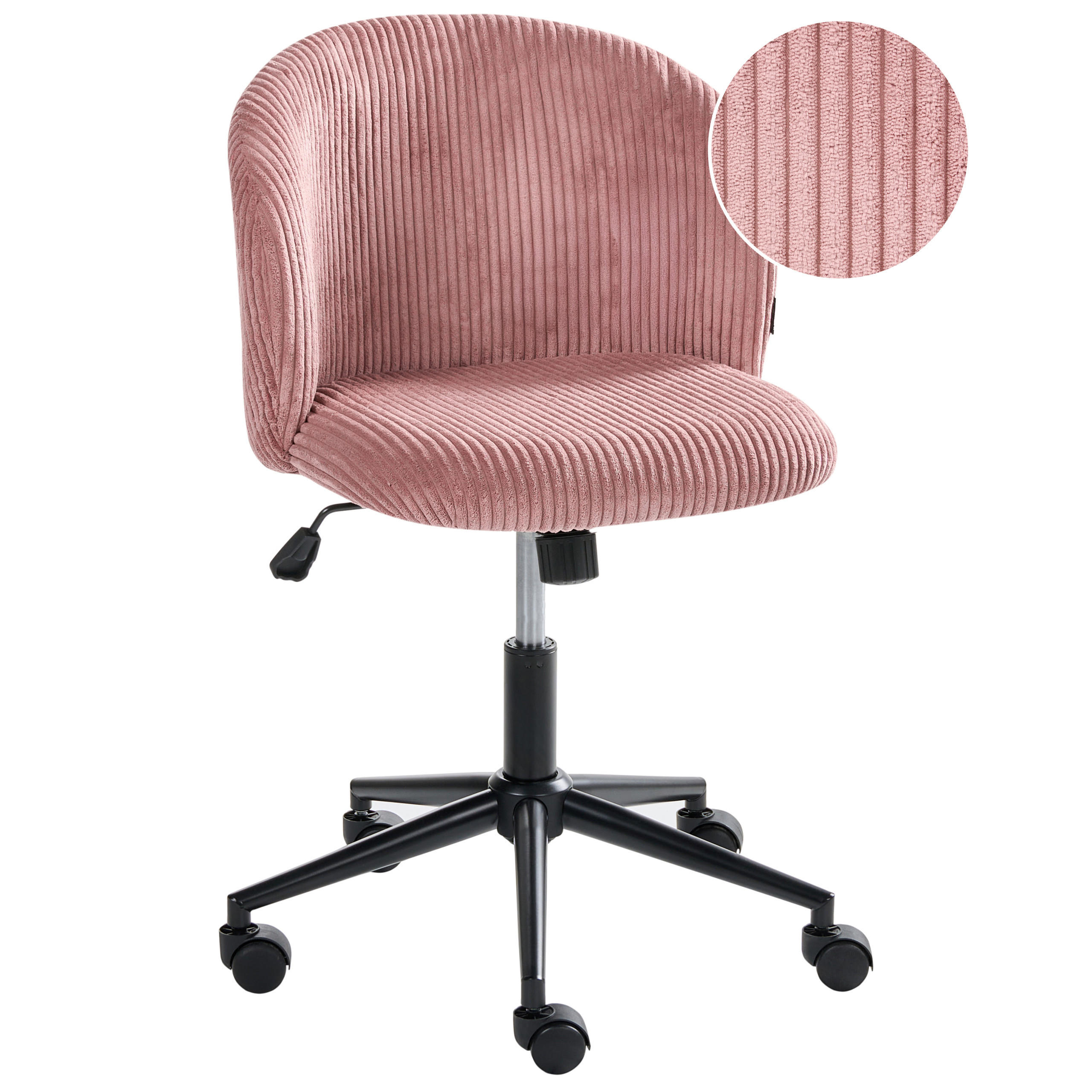 BÜROSTUHL Cord RosaMiles - Pink, Textil (55/76/55cm) - Beliani