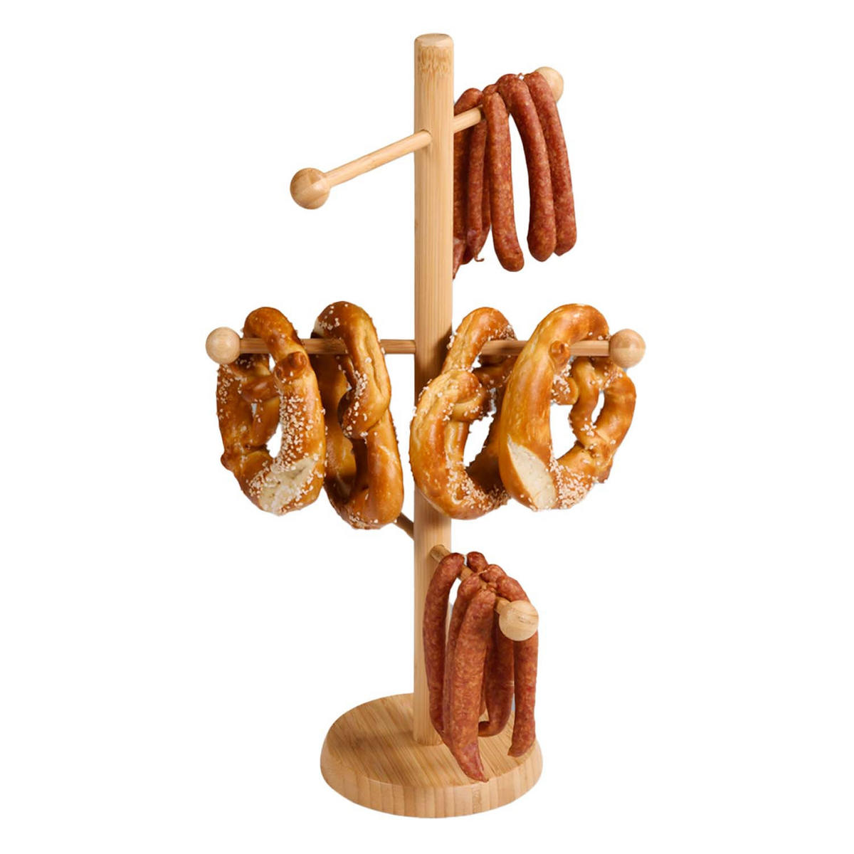 SERVIERSTÄNDER, 4 Stück, 6-armig - Bambus, 50cm Höhe - Naturfarben, Holz (18.5/50cm) - Kesper