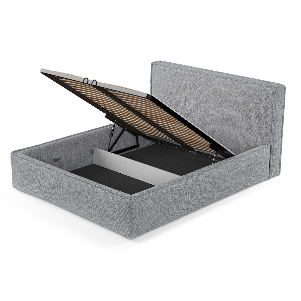 POLSTERBETT Lounge Grau 140/200 cm im Chenille-Stoff - Schwarz/Naturfarben, Holz/Holzwerkstoff (140/200cm) - Maison de Reve