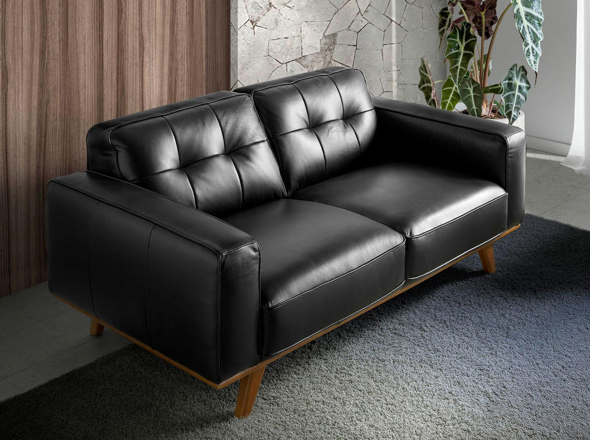 CHESTERFIELD-SOFA Chester 2-Sitzer Sofa aus schwarzem Leder 181/95/78 cm - Schwarz, Leder (181/78/95cm) - ANGEL CERDA
