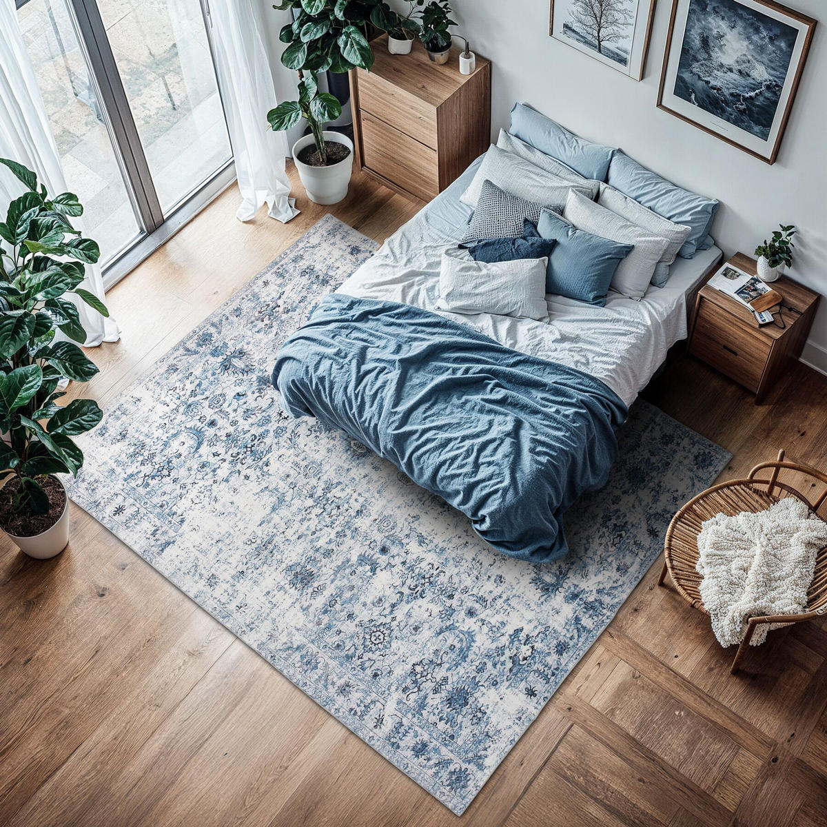 TEPPICH Vintage Design Amara,rutschfeste Unterseite,blau - Blau, Kunststoff (200/274cm) - tectake