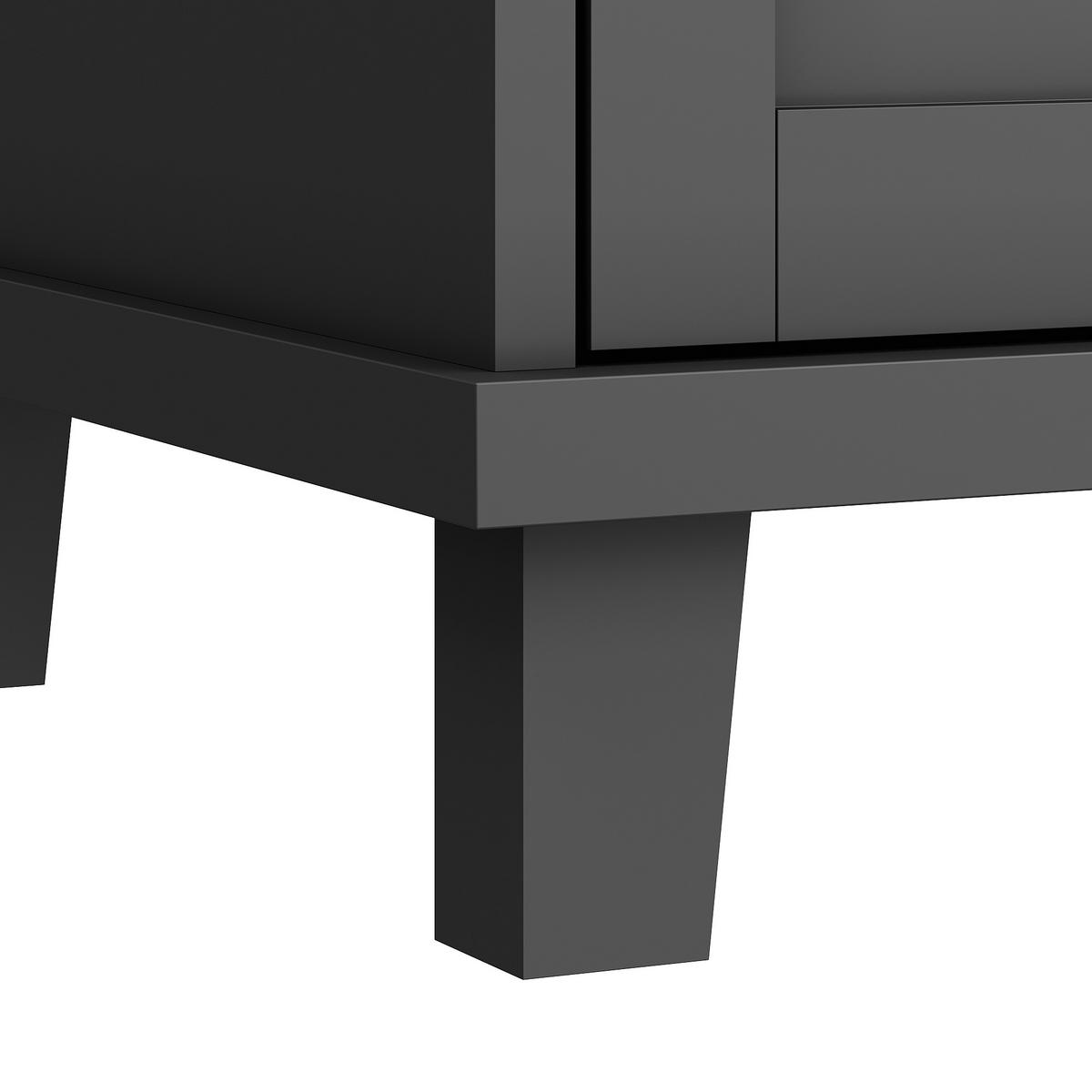 KÜCHENWAGEN Speisewagen 134x46x92cm Schwarz mit 5 Rädern & 3 Schubladen - Schwarz, Holzwerkstoff (134/92/46cm) - Modfu