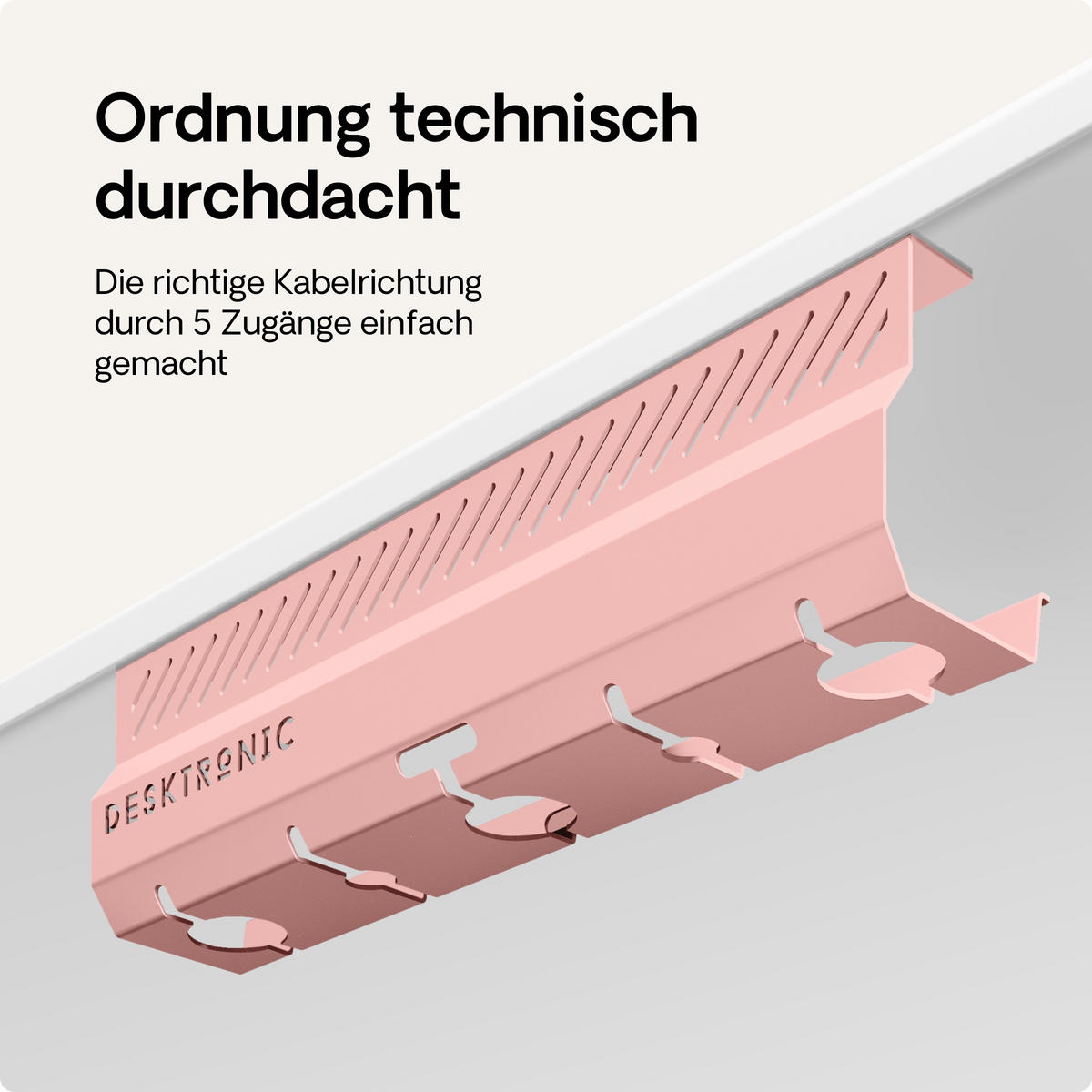 KABELKANAL Schreibtisch Rosa, 2x43cm, Hochwertiger Stahl - Pink, Metall (43/12/10cm) - Desktronic