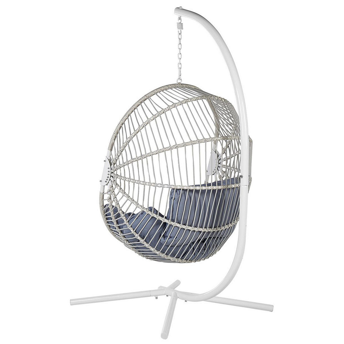 HÄNGESESSEL mit weissem PE Rattangestell Acri - Weiß, Kunststoff (98/197/120cm) - Beliani