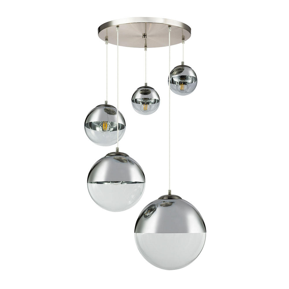 HÄNGELEUCHTE VARUS Silber matt - Silberfarben, Glas (65/65/150cm)