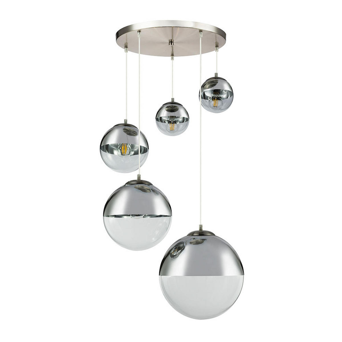 HÄNGELEUCHTE VARUS Silber matt - Silberfarben, Glas (65/65/150cm)