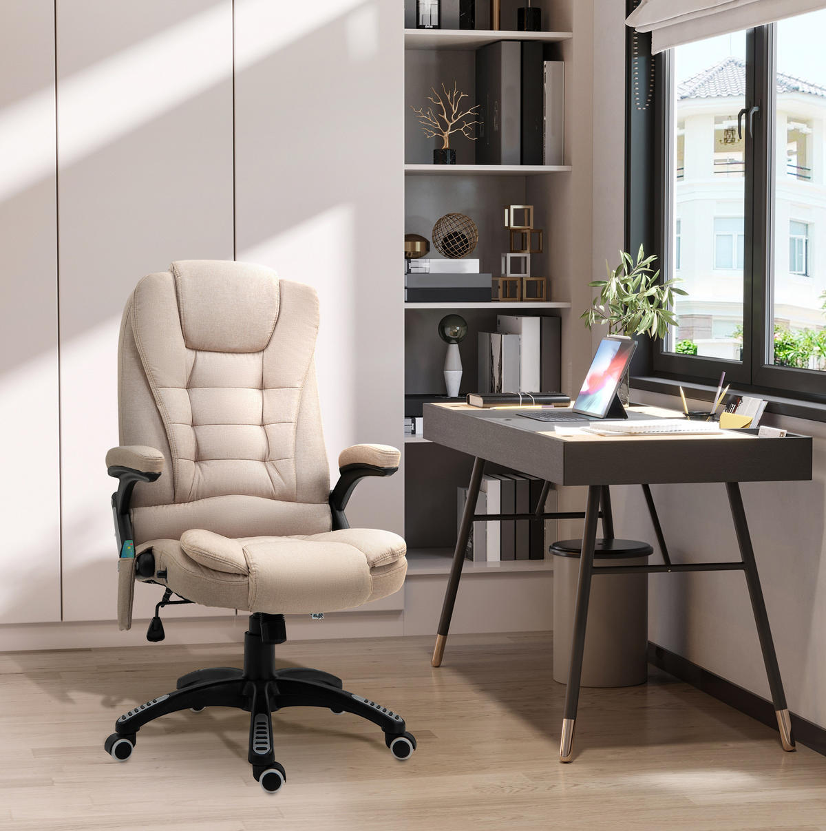 BÜROSTUHL in Braun 74x67x120 cm mit Massage- und Heizfunktion, höhenverstellbar - Braun, Textil (67/120/74cm) - IVMEU