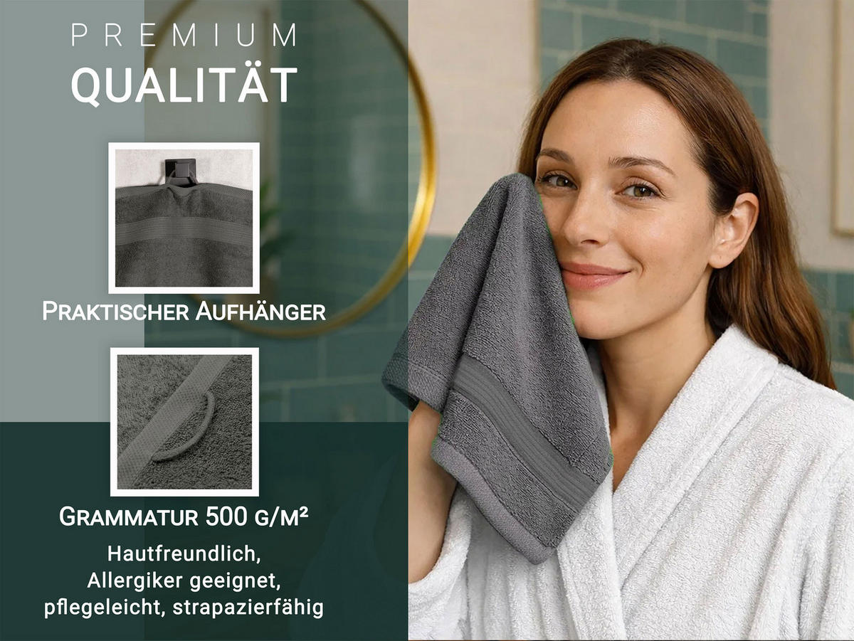 SEIFTÜCHER, 10er-Set, 30x30 cm, 100% Baumwolle - Anthrazit, Textil (30/30cm) - Zollner