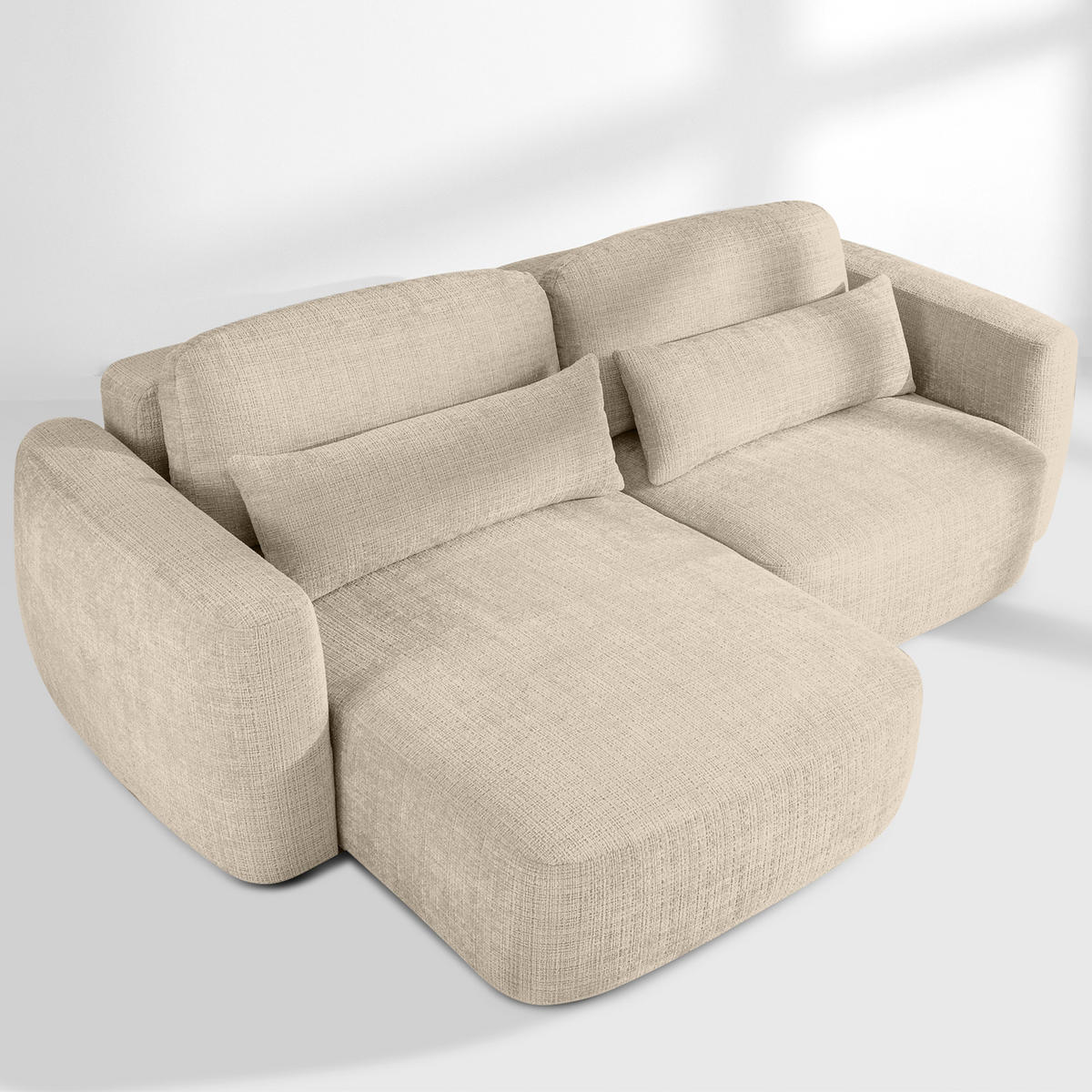 ECKSOFA links ELOSA - Creme, Holz/Textil (245/165cm) - KONSIMO®