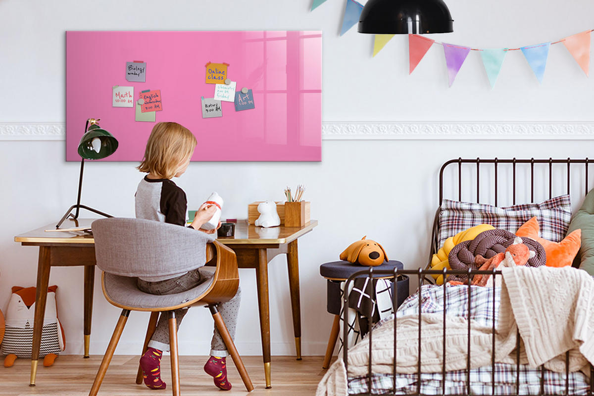 MAGNETTAFEL 120x60 Rosa schwarzer Marker - Pink, Glas (120/0.4/60cm) - TULUP