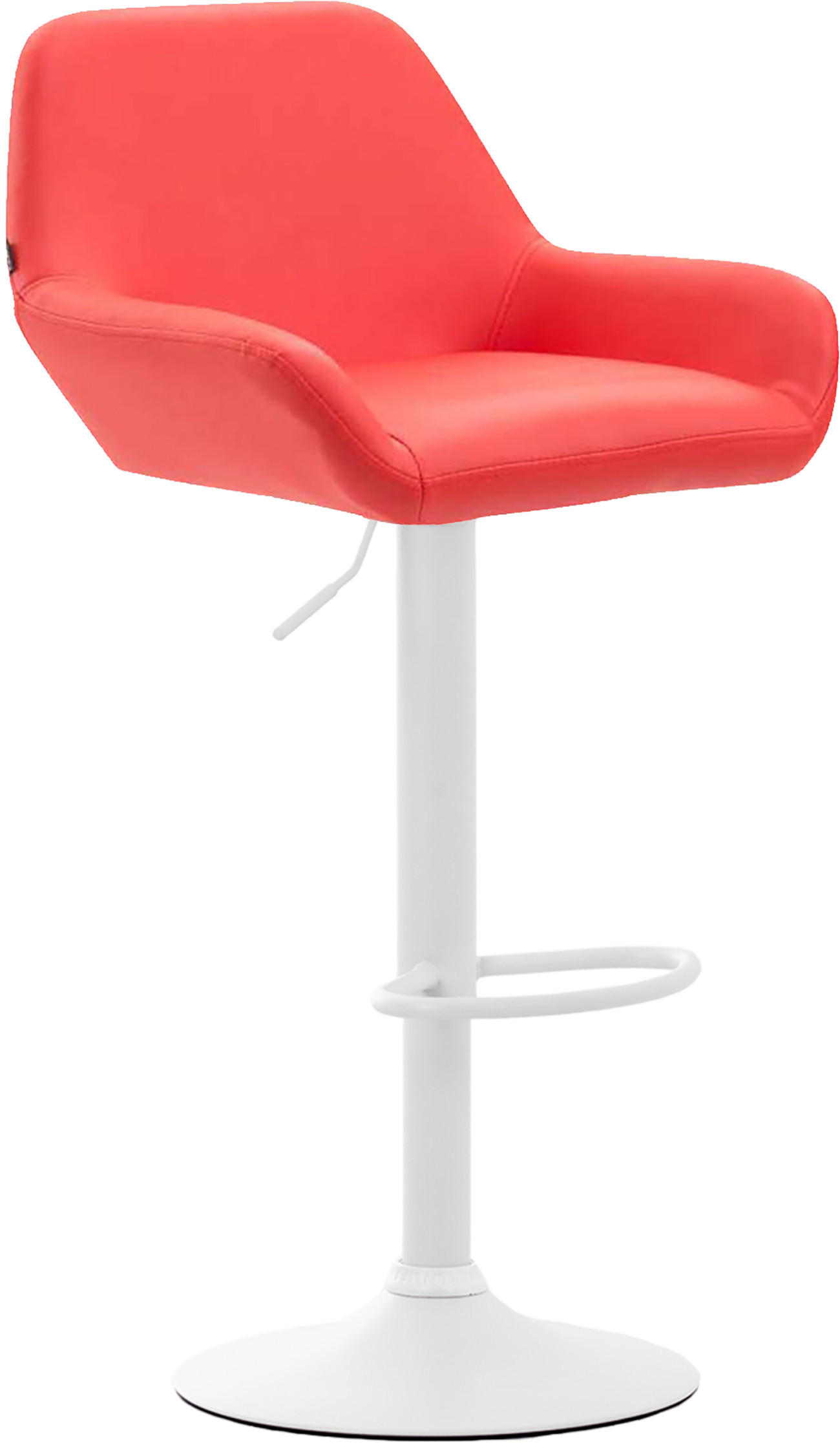 BARHOCKER DUBLIN Rot Kunstleder Weiß - Rot, Leder/Metall (51/89/52cm) - DELUKE