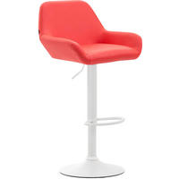 BARHOCKER DUBLIN Rot Kunstleder Weiß - Rot, Leder/Metall (51/89/52cm) - DELUKE
