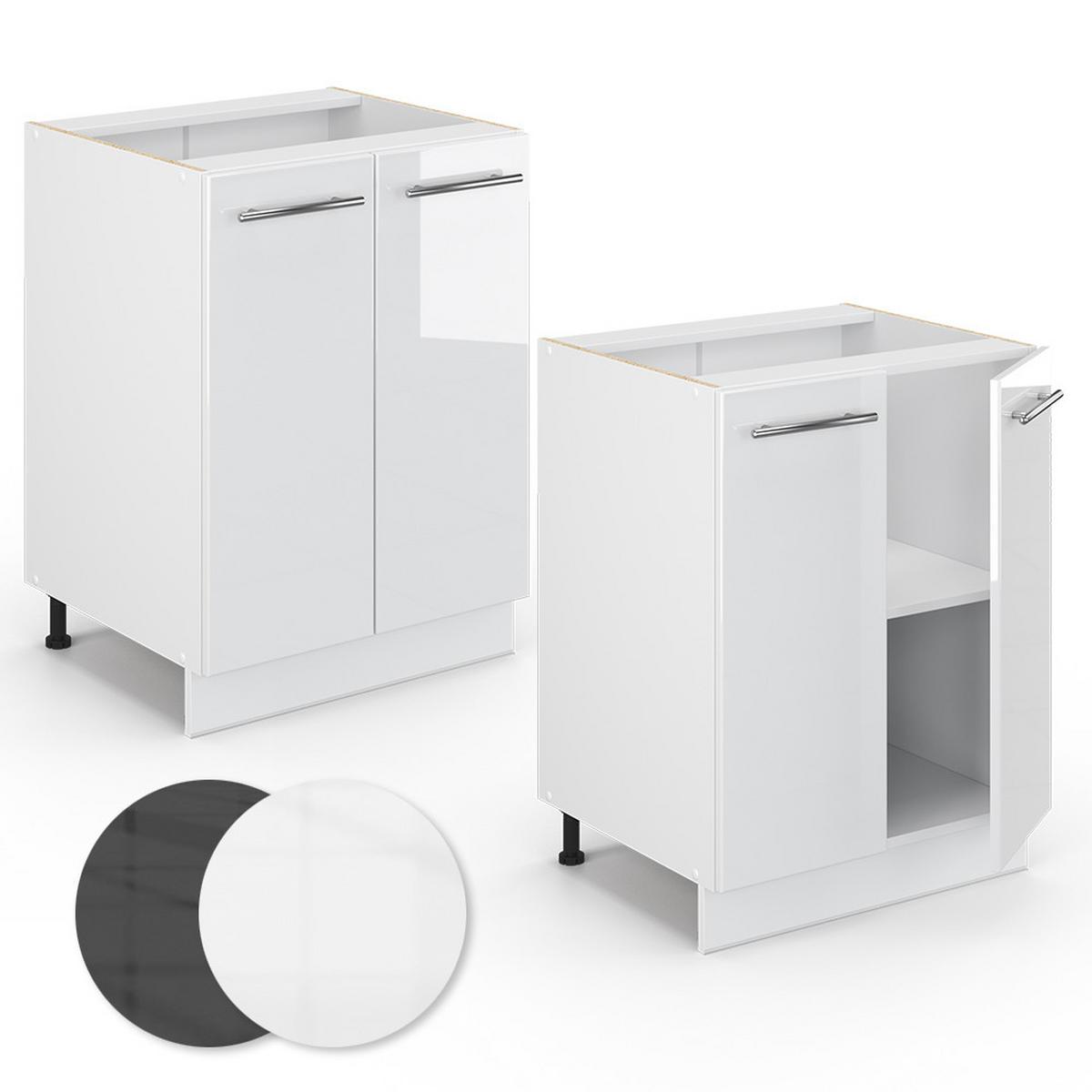 KÜCHENUNTERSCHRANK Fame-Line Weiß Hochglanz 60 cm ohne AP - Weiß Hochglanz/Weiß, Holzwerkstoff (60/82/51.6cm) - Vicco