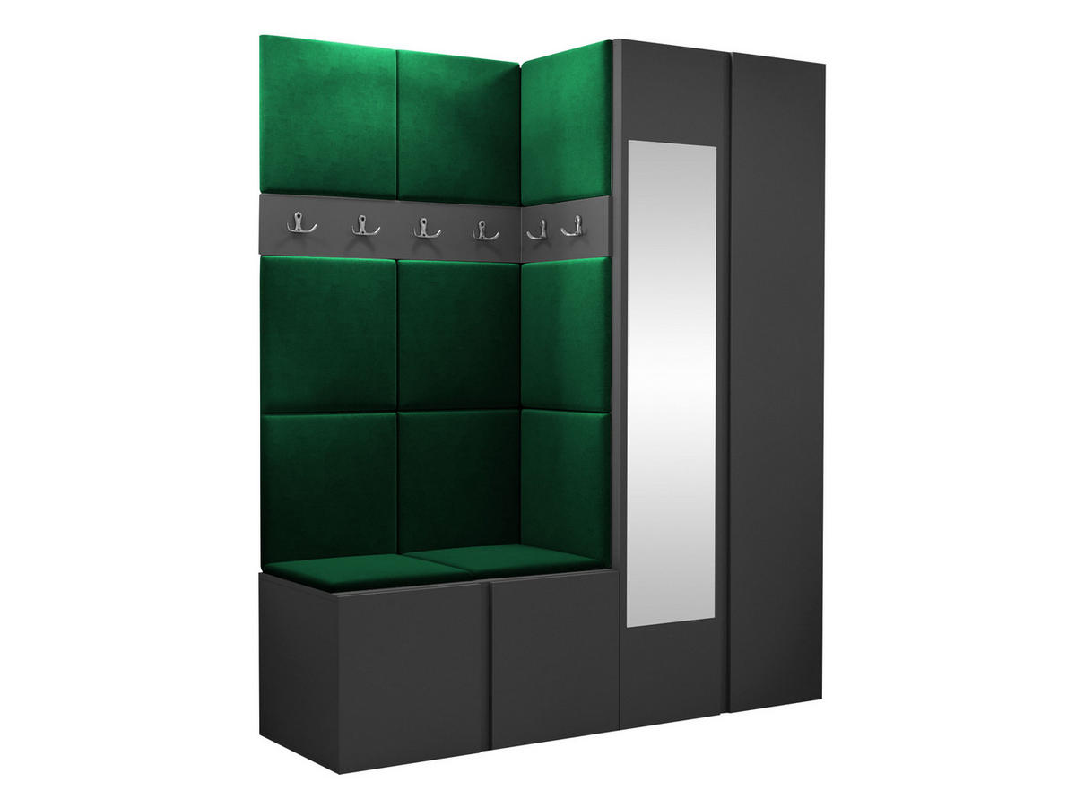 GARDEROBEN-SET Orion XII - Graphitfarben/Grün, Holzwerkstoff/Kunststoff (158/186/46cm) - MIRJAN24