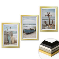 WANDBILDER 3er Set - 20x30 cm Goldrahmen - Strandbootanker Sand - Goldfarben, Kunststoff (20/30cm) - ArtPrintCave