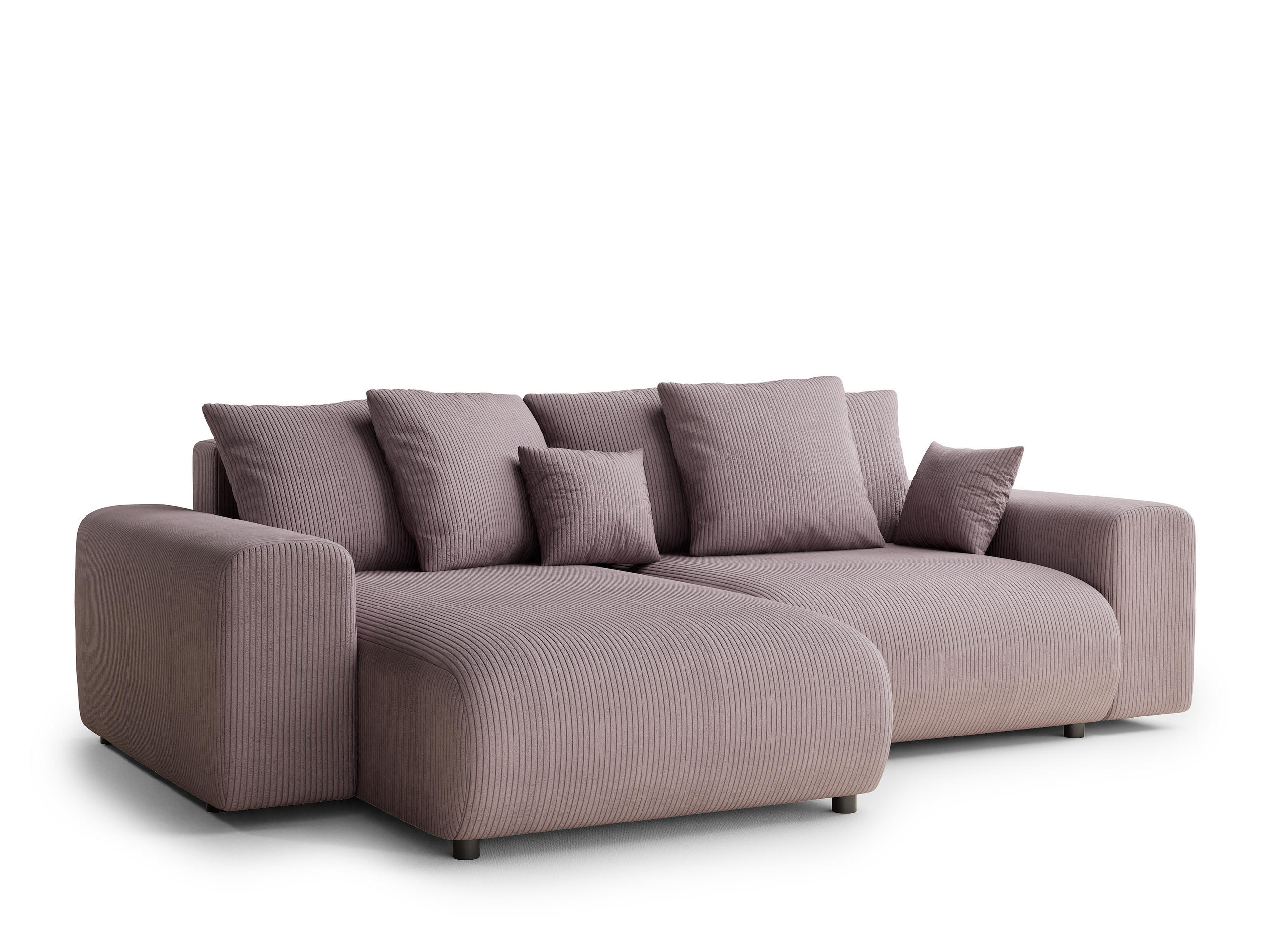 ECKSOFA MIT SCHLAFFUNKTION Solo Lila Samtstoff - Flieder/Schwarz, Holz/Holzwerkstoff (255/168cm) - Maison de Reve