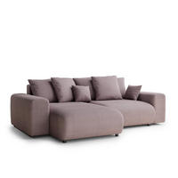 ECKSOFA MIT SCHLAFFUNKTION Solo Lila Samtstoff - Flieder/Schwarz, Holz/Holzwerkstoff (255/168cm) - Maison de Reve