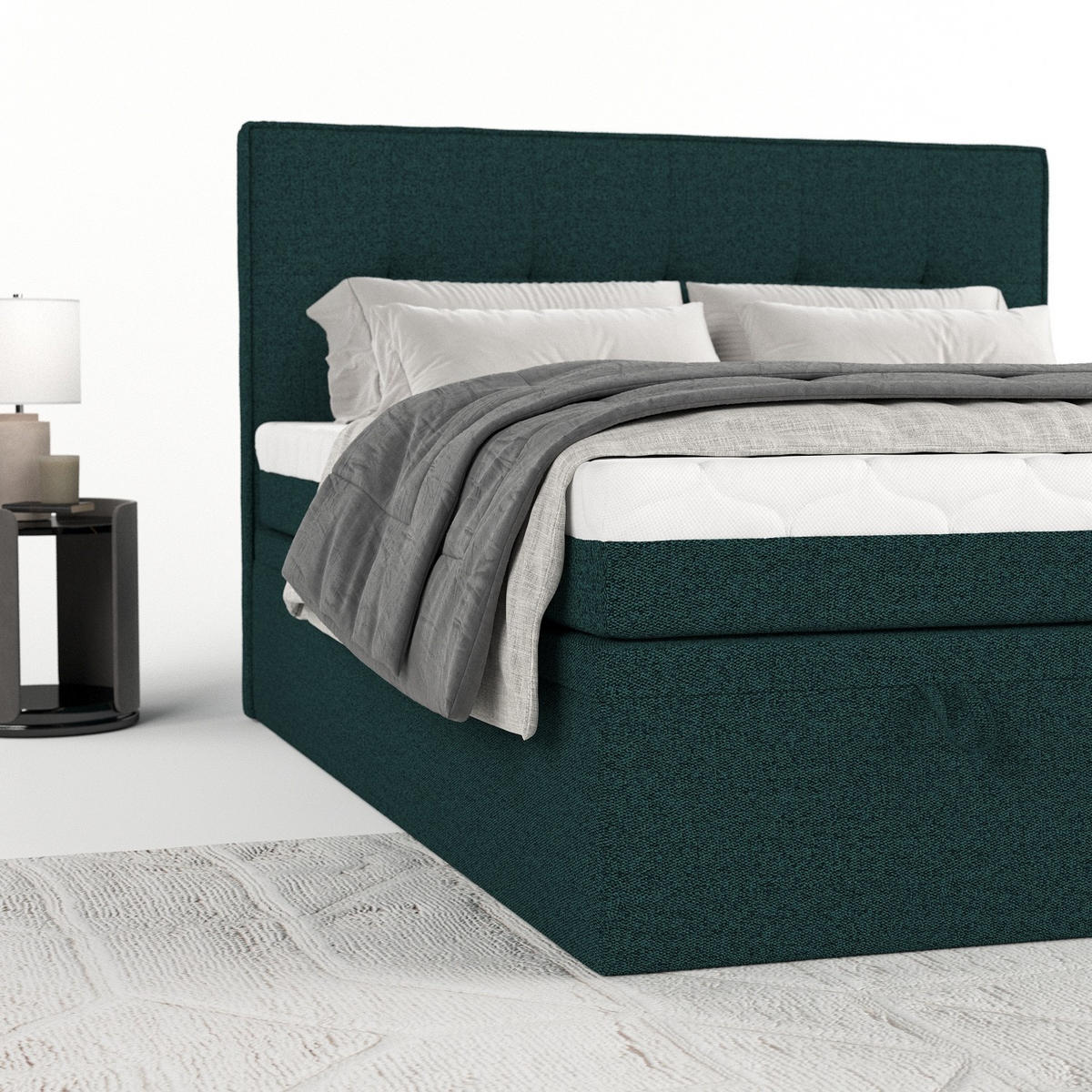 BOXBETT Arivo 200/200 cm Grün im Riva Stoff - Schwarz/Grün, Holz/Holzwerkstoff (200/200cm) - AltaBeds