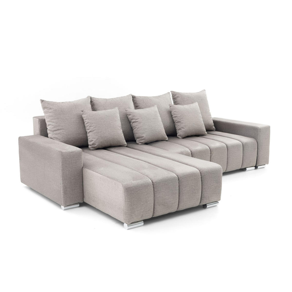 ECKSOFA Piano L Links mit Schlaffunktion 137x234 Velours Taupe - Taupe/Silberfarben, Holz/Textil (278/178cm) - Muffo