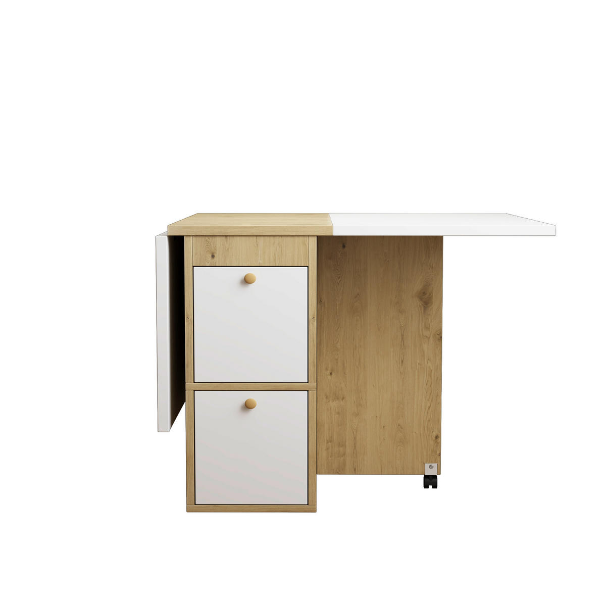 ESSTISCH-SET 120/80/75 cm klappbarer multifunktionaler Esstisch mit 4 Stühlen weiß/Eiche - Weiß, Holzwerkstoff (80/75/120cm) - OKWISH