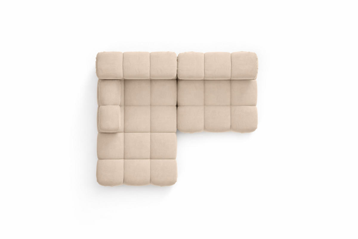 ECKSOFA L-Form Mini II Modular, Veloursstoff Salvador, Beige, Links, Selia - Beige, Holz (190/160cm) - Kaiser Möbel