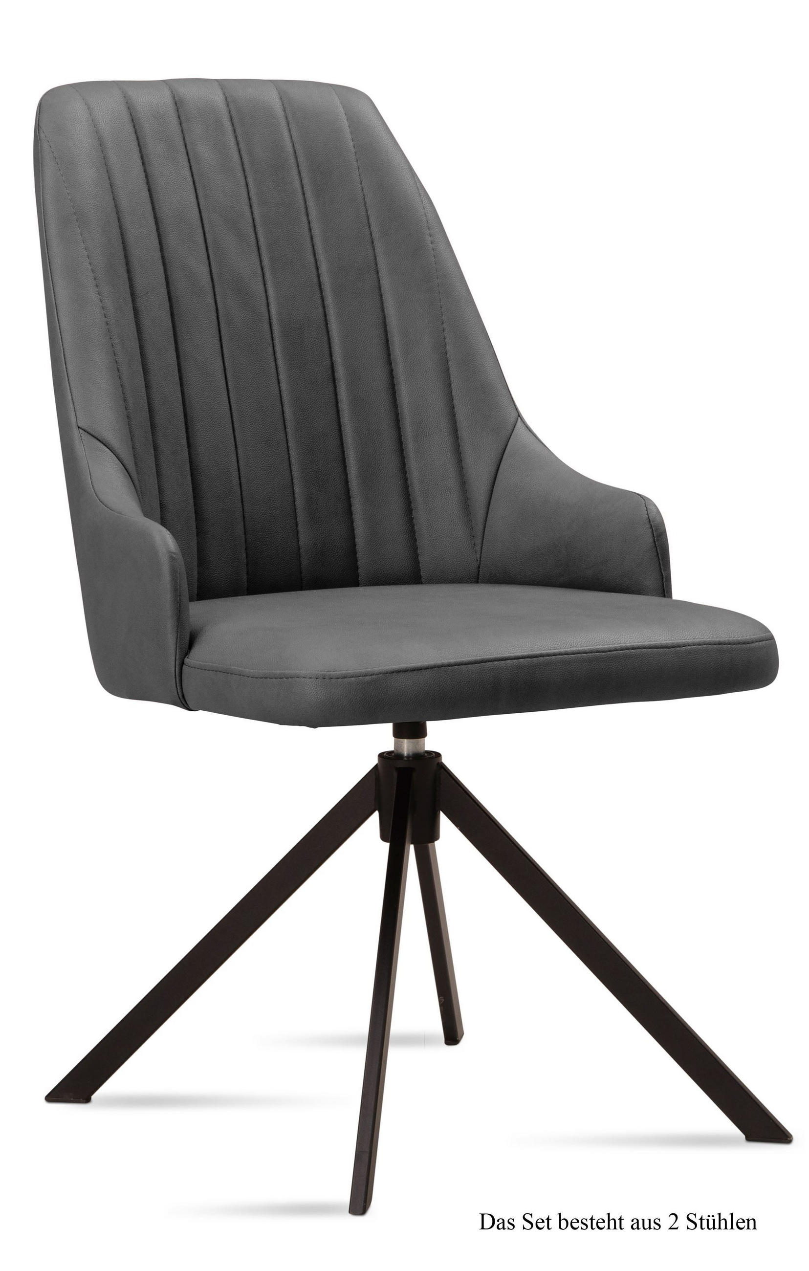 ESSZIMMERSTUHL drehbar (2er-Set) Denise 52x91x60 Schwarz/Grau - Schwarz/Grau, Kunststoff (60/91/52cm) - 58aufmkessel