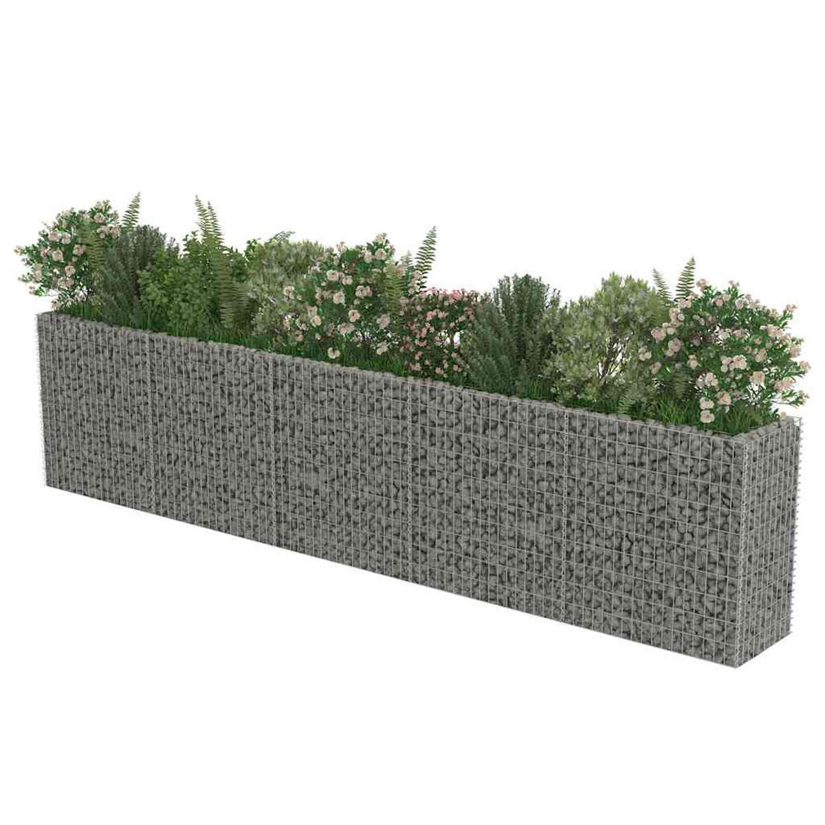 GABIONEN Hochbeet ROON aus Stahl | 450x50x100cm | Steinkorb Gabionengitter - Silberfarben, Metall (450/100/50cm) - DELUKE