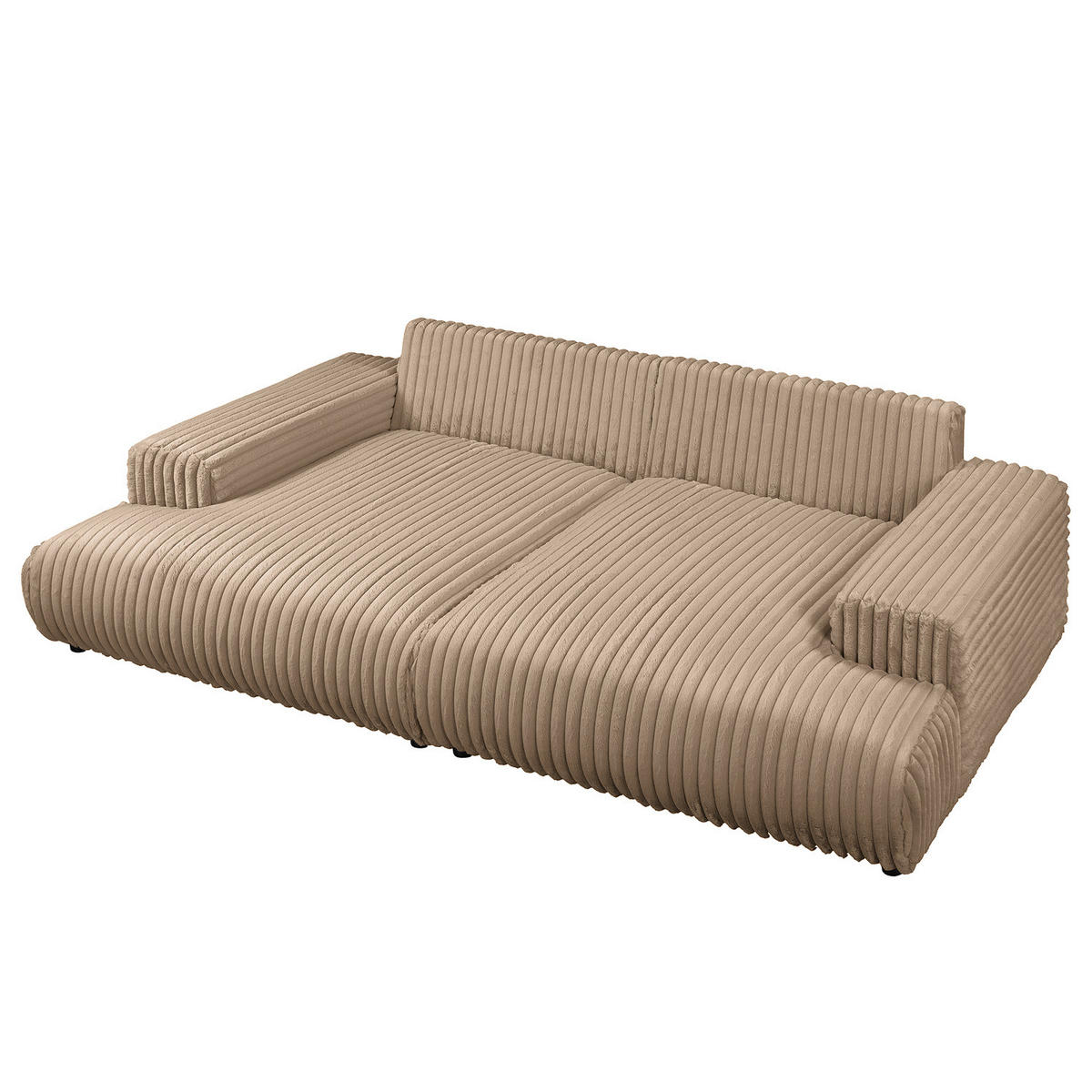 BIGSOFA - Taupe/Schwarz, Kunststoff/Textil (237/79/144cm) - home24