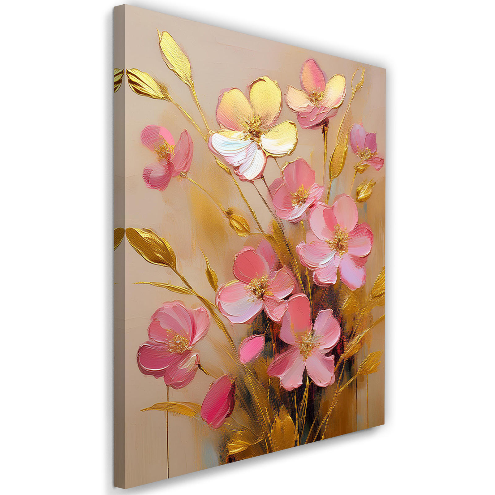 WANDBILD rose gold glamour blumen - Pink, Textil (40/60cm) - Feeby