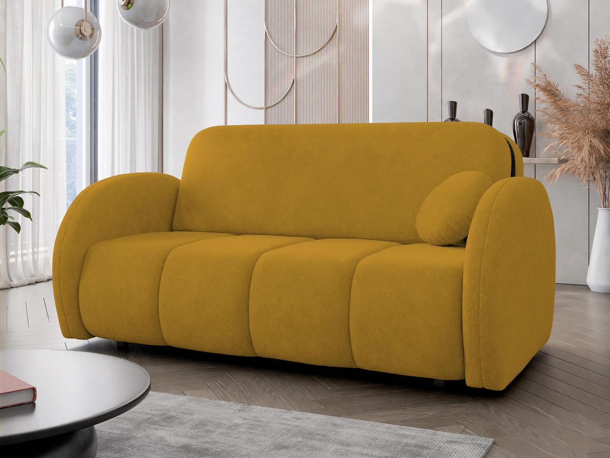 SCHLAFSOFA Viva Comfy IV - Gelb/Schwarz, Holz/Textil (172/85/103cm) - MIRJAN24