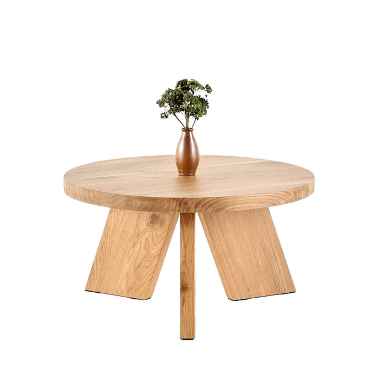 COUCHTISCH Eichenholz vollmassiv rund Naturbelassenen 80/80/37 - Naturfarben, Holz (80/80/37cm)
