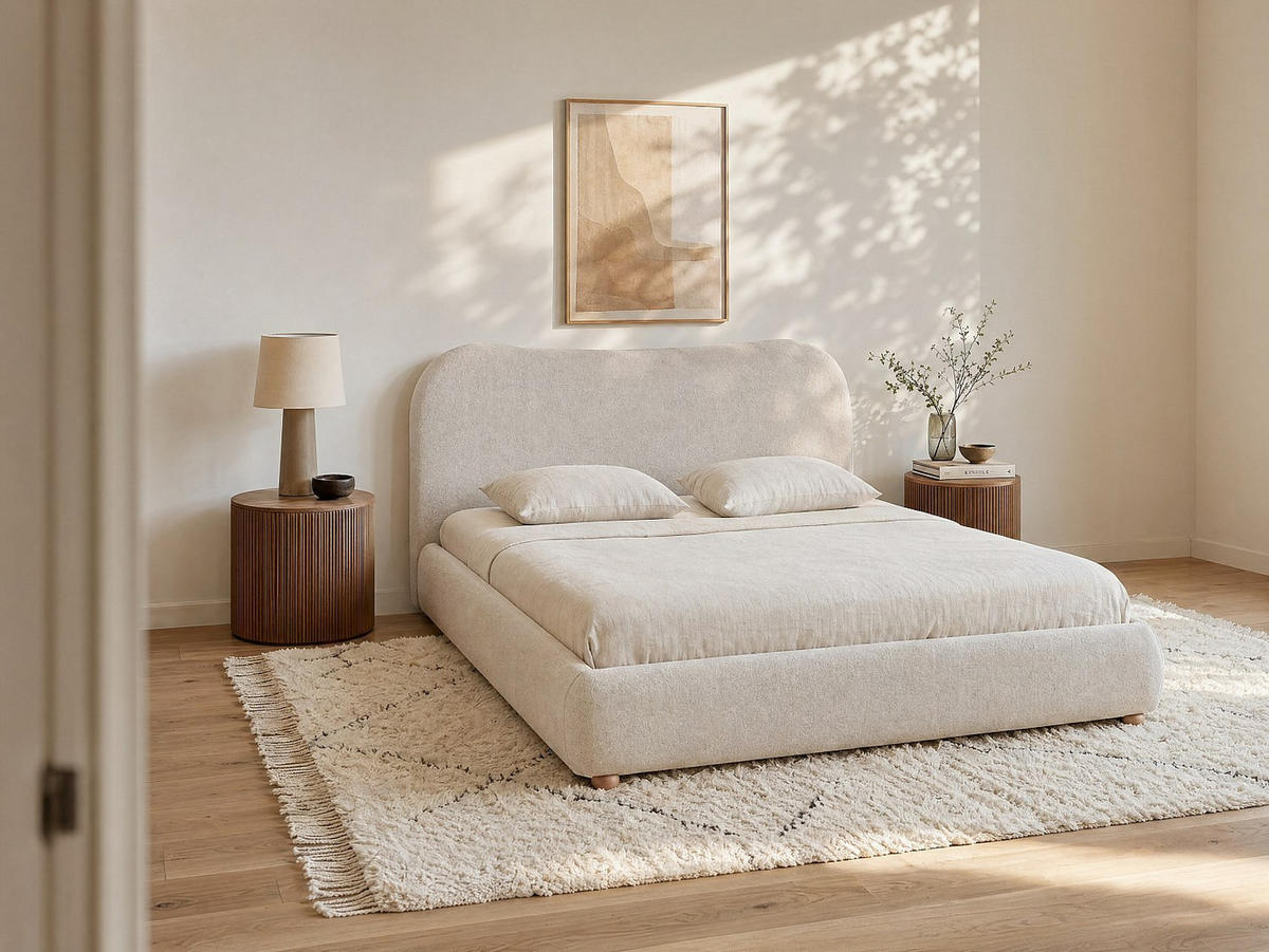 BETT mit Bettkasten - 2 Personen - stoff - beige Vanari - Beige, Textil (160/200cm) - Vente-Unique