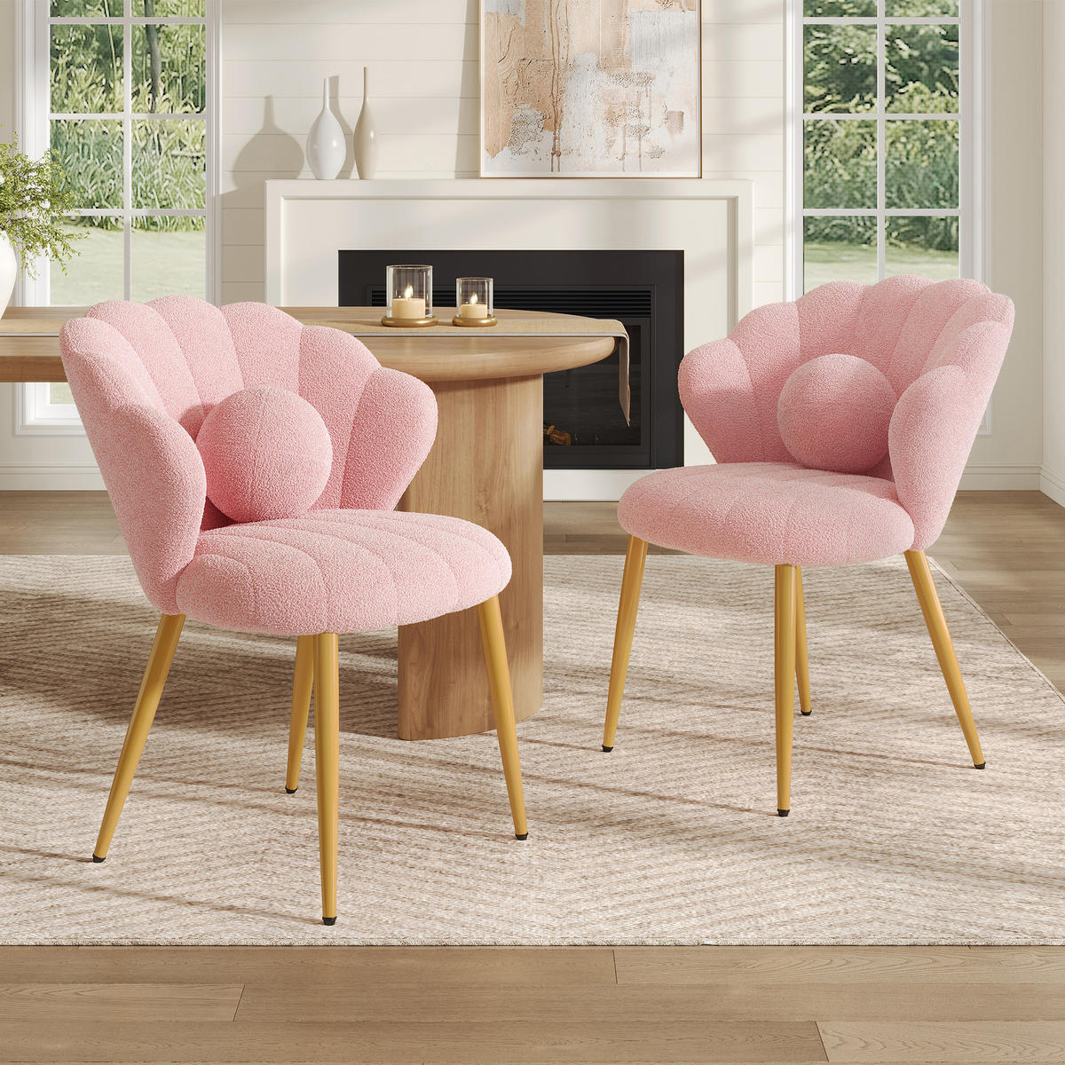 STUHL-SET 2 Stück Muschel-Design, DE-42124, Rosa - Pink, Holzwerkstoff (62.5/83/60cm) - ComfortXL