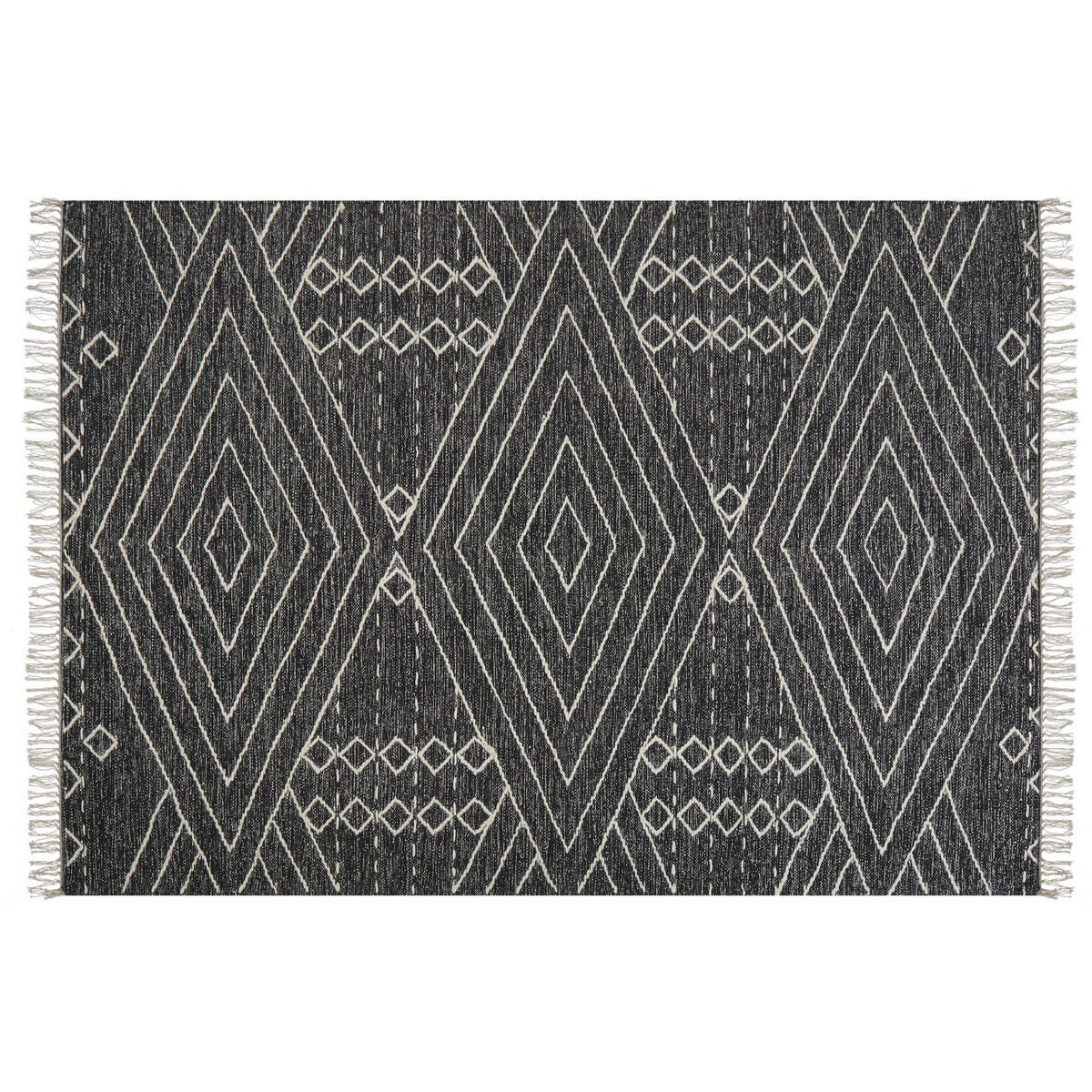 KURZFLOR-TEPPICH Khenifra 230/160 cm - Schwarz, Textil (160/230cm) - Beliani