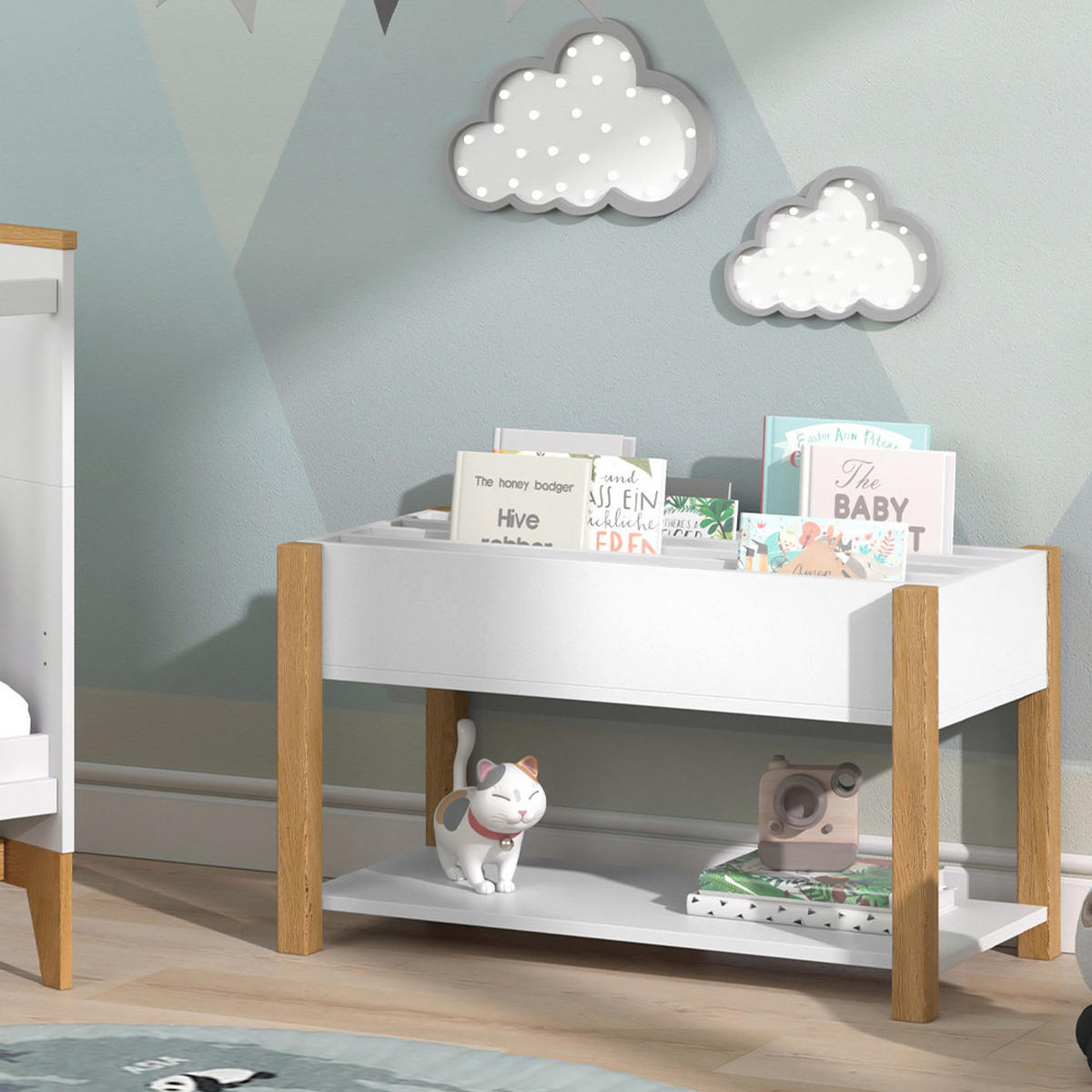 KINDERREGAL Malia Weiß/Eiche 80 x 46 cm - Eichefarben/Weiß, Holzwerkstoff (80/46/40cm) - VitaliSpa