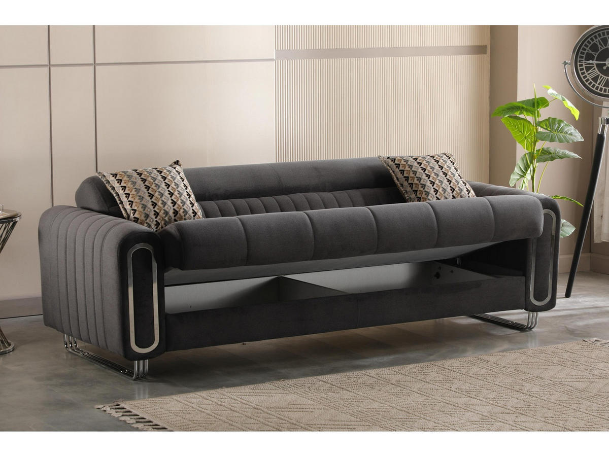 SITZGARNITUR Lima, Dunkelgrau Stellvariante 2+2+1 - Dunkelgrau, Holzwerkstoff/Metall (178/85/95cm)