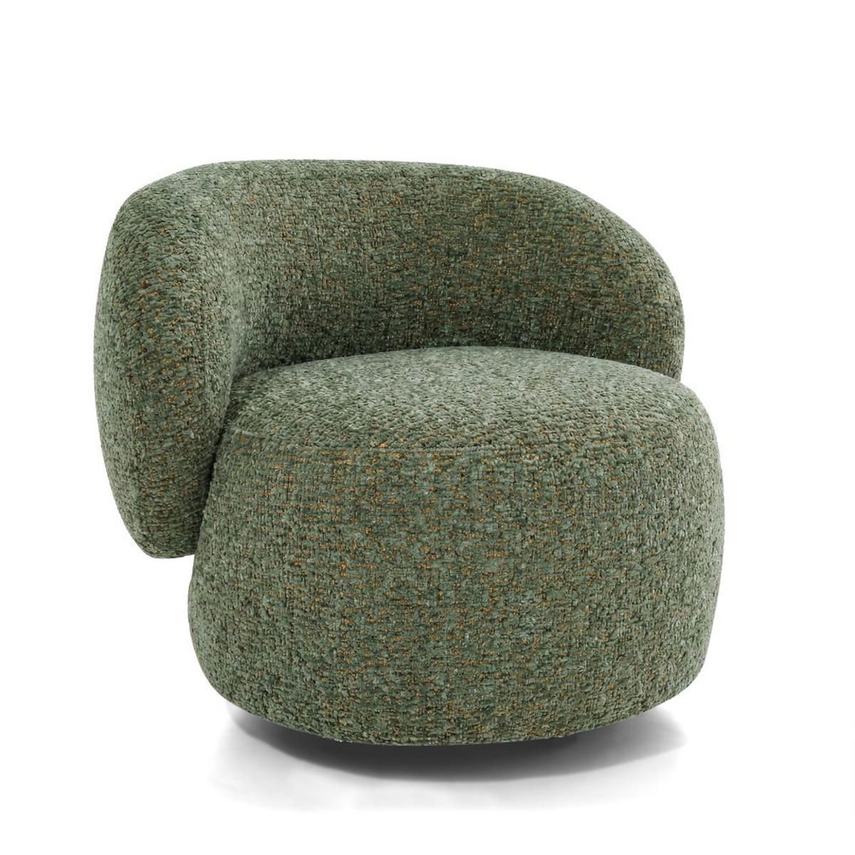 SESSEL Mao, Drehsessel mit runder Form, Grün, Chenille-Stoff - Grün, Textil (99/82/91cm) - Beautysofa