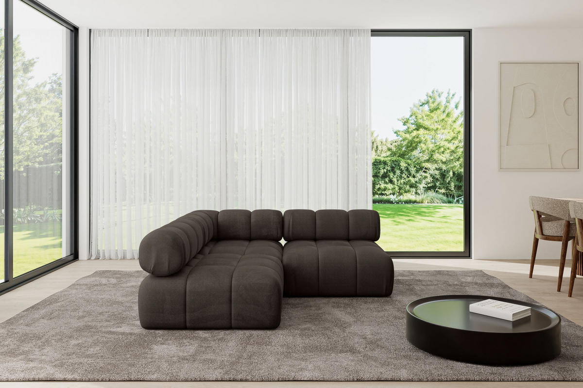 ECKSOFA modulares Sofa Samaro-L1 - 190x190x70 cm Braun Velours - Braun, Holzwerkstoff/Textil (190/190cm) - ALTDECOR