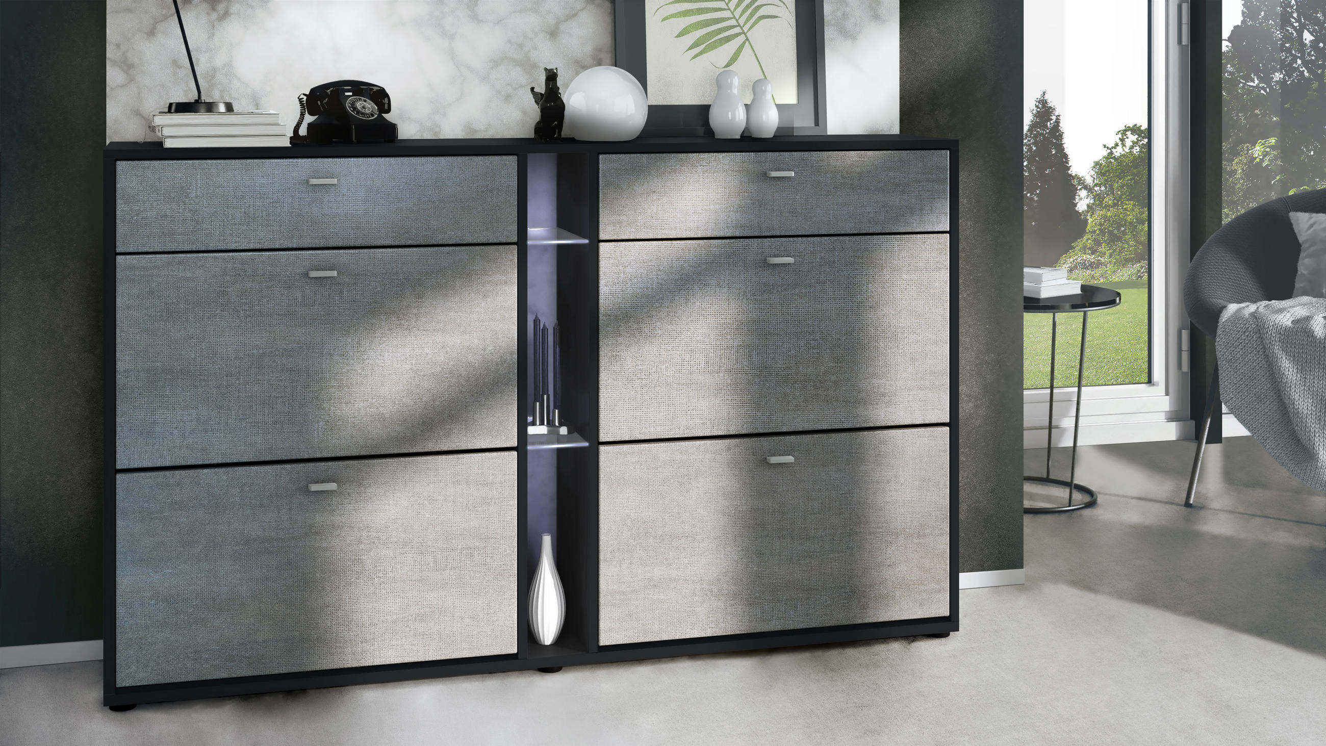 SCHUHSCHRANK Today Fronten in Braun meliert - Graubraun, Holzwerkstoff (155.5/95/28cm) - Vladon